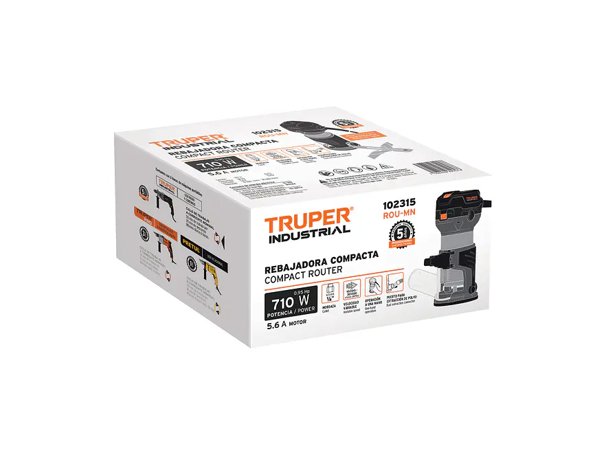 Router, Rebajadora, compacto Truper 102315 710W, 3/4 HP, Industrial - Foto 4 | aztools.co