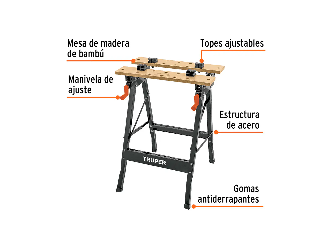 Mesa de Trabajo Truper 103318 100 kg | Plegable  - Foto 2 | aztools.co