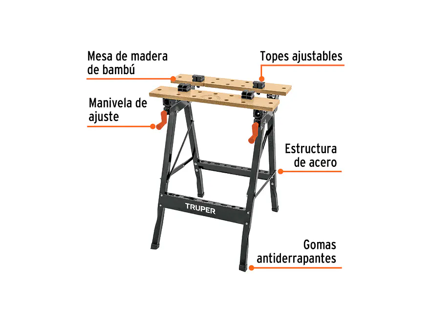 Mesa de Trabajo Truper 103318 100 kg | Plegable  - Foto 2 | aztools.co