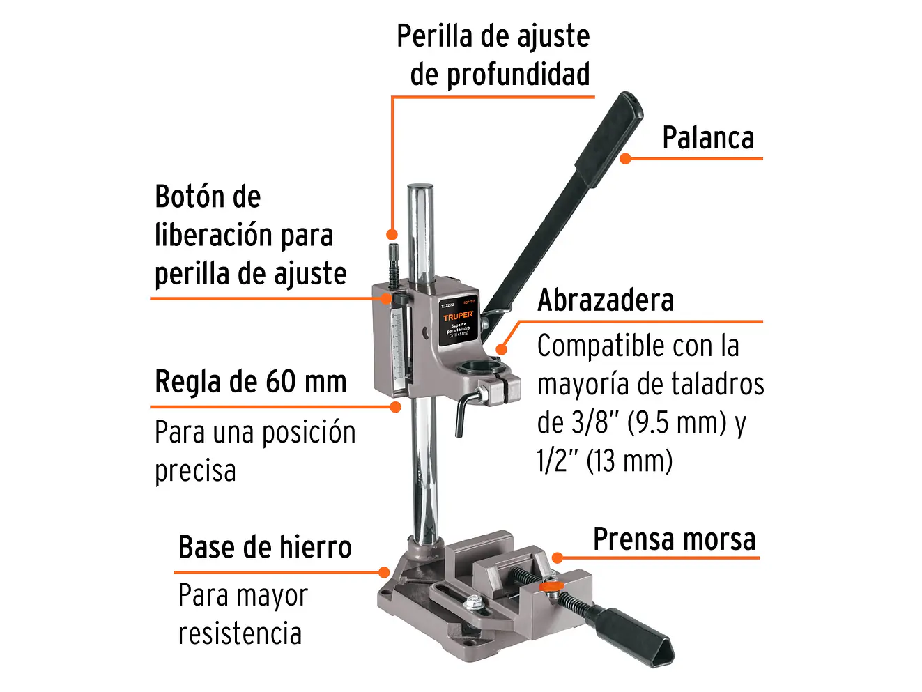 Soporte Vertical para Taladro Truper 102272, 3/8
