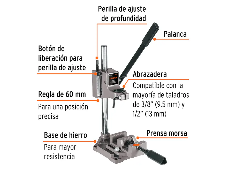 Soporte Vertical para Taladro Truper 102272, 3/8