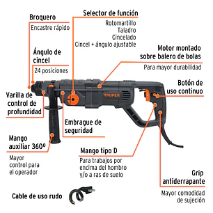 Taladro Percutor SDS Plus Industrial Truper 102873, 3.5 J, 800W
