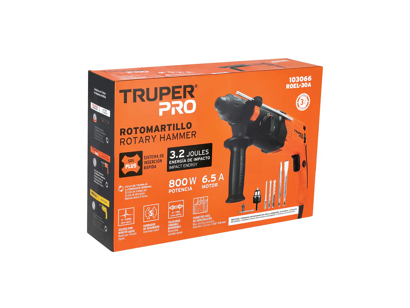 Taladro Percutor SDS Plus Truper 103066, 3.2 J, 800W - Foto 6 | aztools.co