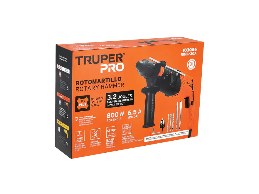 Taladro Percutor SDS Plus Truper 103066, 3.2 J, 800W - Foto 5 | aztools.co
