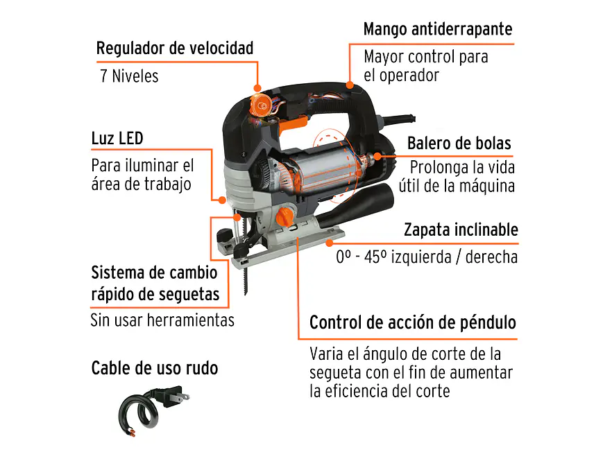 Sierra Caladora Industrial Truper 15348, de 750W - Foto 2 | aztools.co