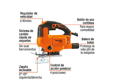 Sierra Caladora Truper 15423, de 750W - Foto 2 | aztools.co