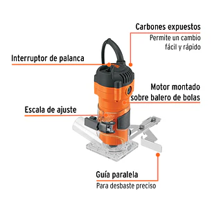 Routeadora compacto 600W Truper 102379, 3/4 HP, 