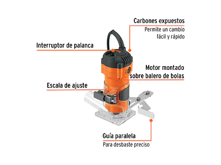 Routeadora compacto 600W Truper 102379, 3/4 HP,  - Foto 2 | aztools.co