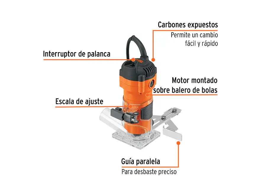 Routeadora compacto 600W Truper 102379, 3/4 HP,  - Foto 2 | aztools.co