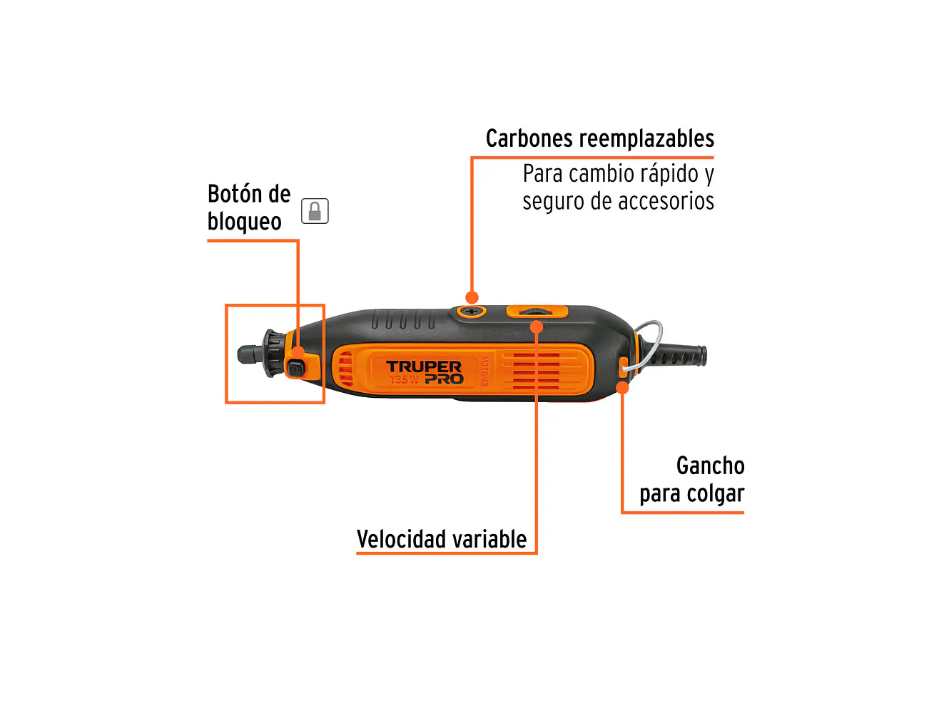 Moto tool Truper 103581 135W, velocidad variable, 211 accesorios - Foto 2 | aztools.co