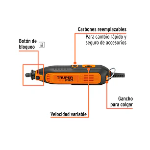 Moto tool Truper 103581 135W, velocidad variable, 211 accesorios