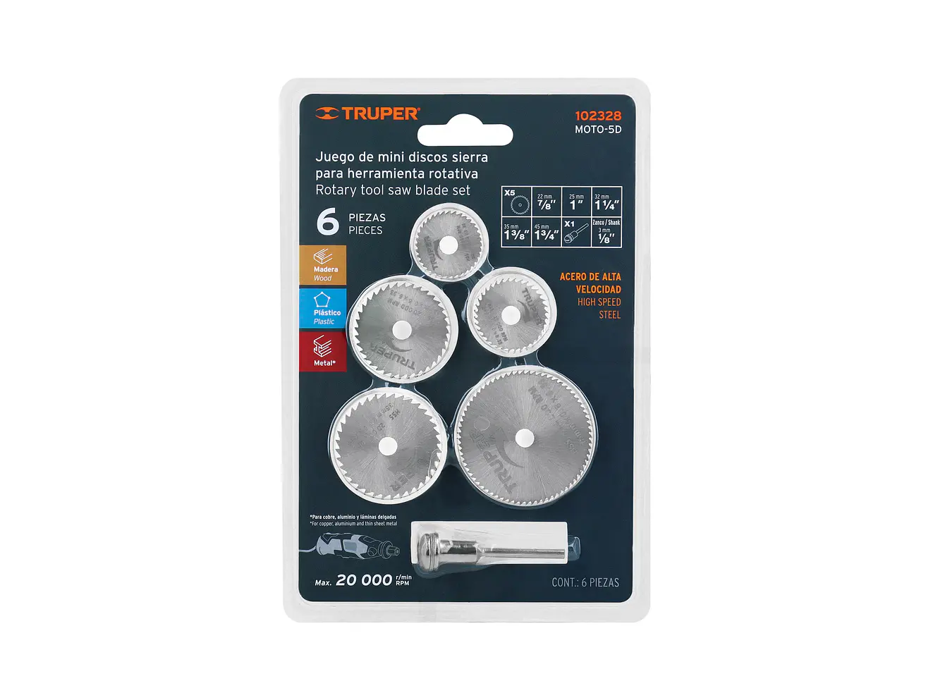 Juego de 5 Minidiscos Sierra Truper 102328, para Moto Tool - Foto 2 | aztools.co