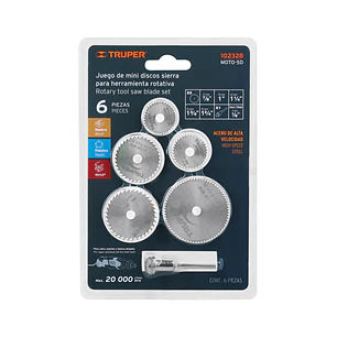 Juego de 5 Minidiscos Sierra Truper 102328, para Moto Tool