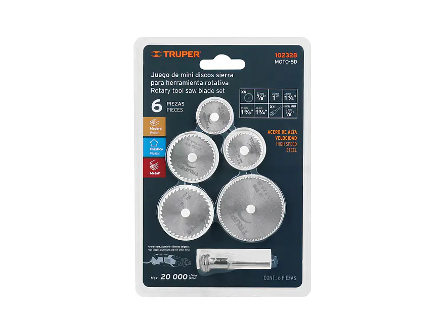 Juego de 5 Minidiscos Sierra Truper 102328, para Moto Tool - Foto 2 | aztools.co