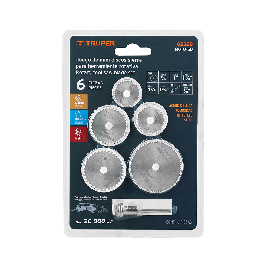 Juego de 5 Minidiscos Sierra Truper 102328, para Moto Tool 2