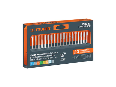 Juego de 20 Puntas de Diamante Truper 103032, para Moto Tool - Foto 4 | aztools.co
