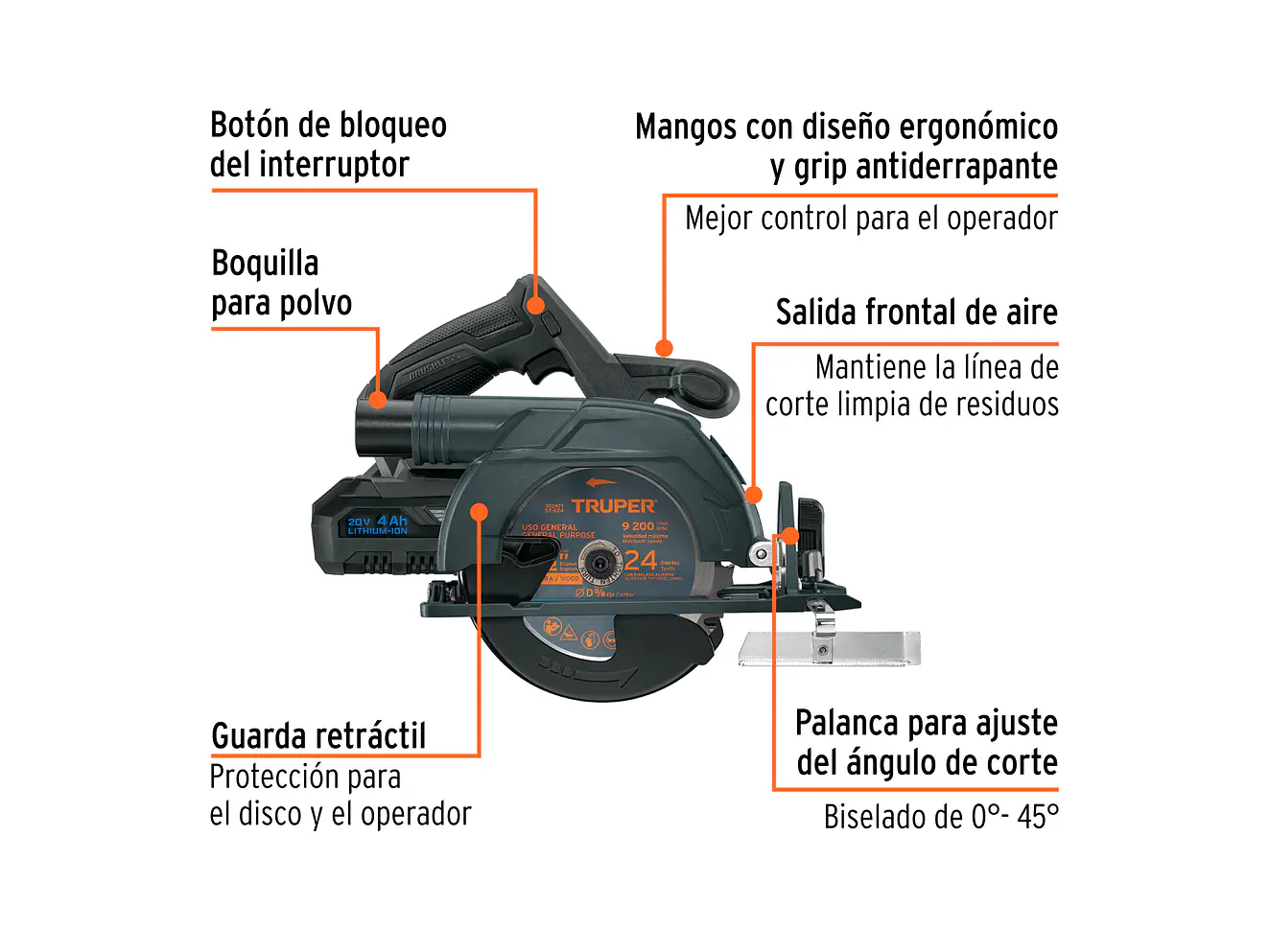 Sierra Circular Inalámbrica Truper 102480, 6-1/2