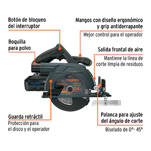 Sierra Circular Inalámbrica Truper 102480, 6-1/2