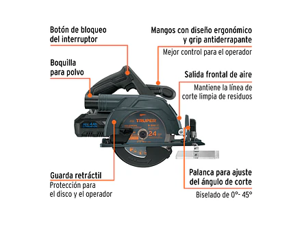 Sierra Circular Inalámbrica Truper 102480, 6-1/2