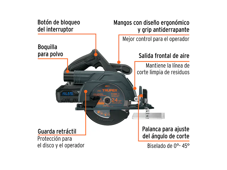 Sierra Circular Inalámbrica Truper 102480, 6-1/2