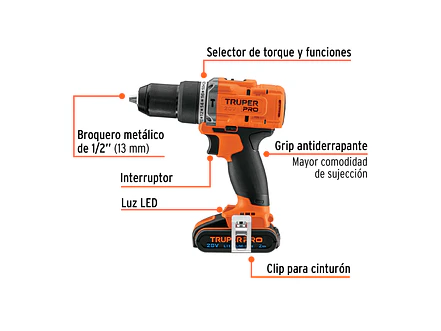 Taladro Rotomartillo percutor Inalámbrico Truper 103246, 1/2