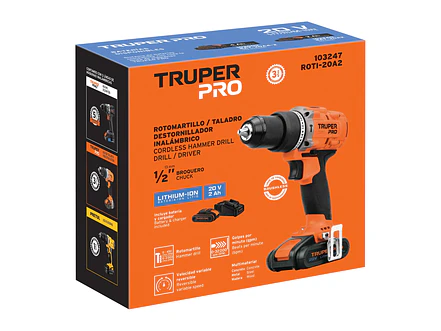 Taladro Rotomartillo percutor Inalámbrico Truper 103247, 1/2