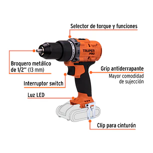 Taladro Rotomartillo Percutor Inalámbrico Truper 103248, 1/2