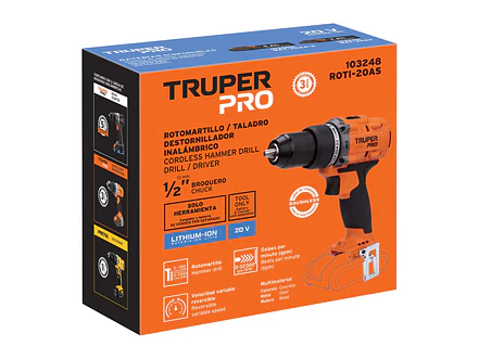 Taladro Rotomartillo Percutor Inalámbrico Truper 103248, 1/2