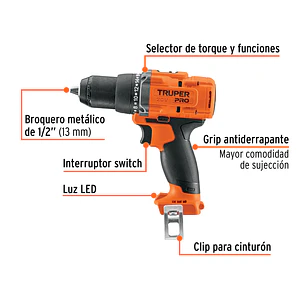 Taladro Percutor Inalámbrico Truper 103250, 1/2