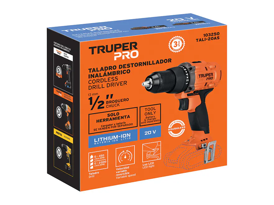 Taladro Percutor Inalámbrico Truper 103250, 1/2