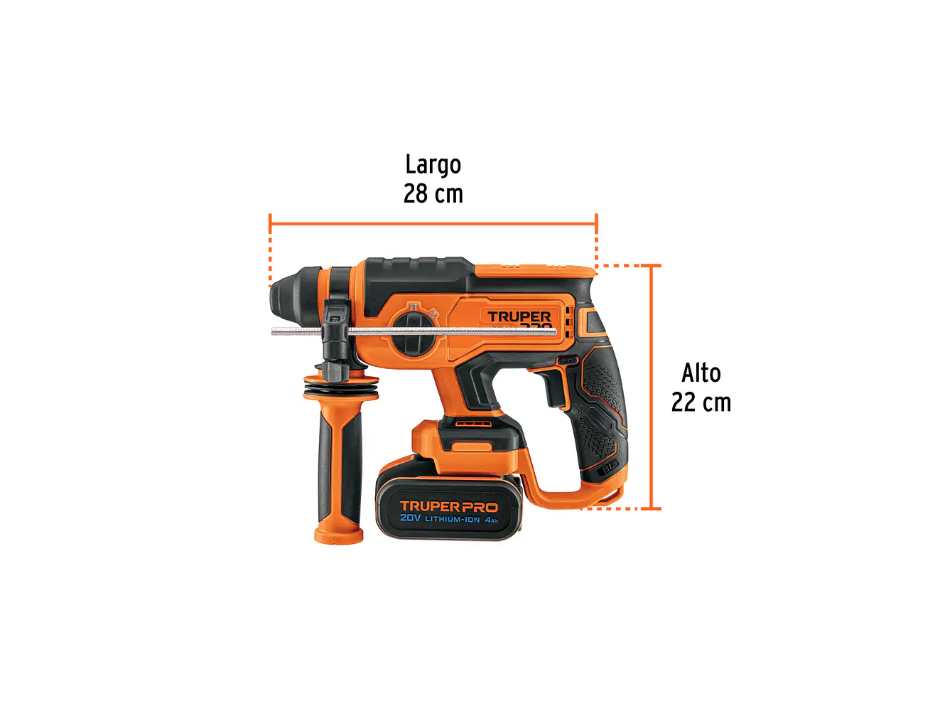 Taladro Percutor Rotomartillo Truper 103263, SDS Plus Inalámbrico 20V 2 J Motor Brushless,1 Batería 4Ah - Foto 3 | aztools.co