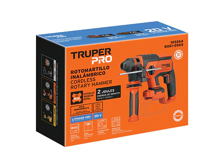 Taladro Rotomartillo Percutor Truper 103264, SDS Plus Inalámbrico 20V 2 J Motor Brushless, Sin Accesorios - Foto 4 | aztools.co