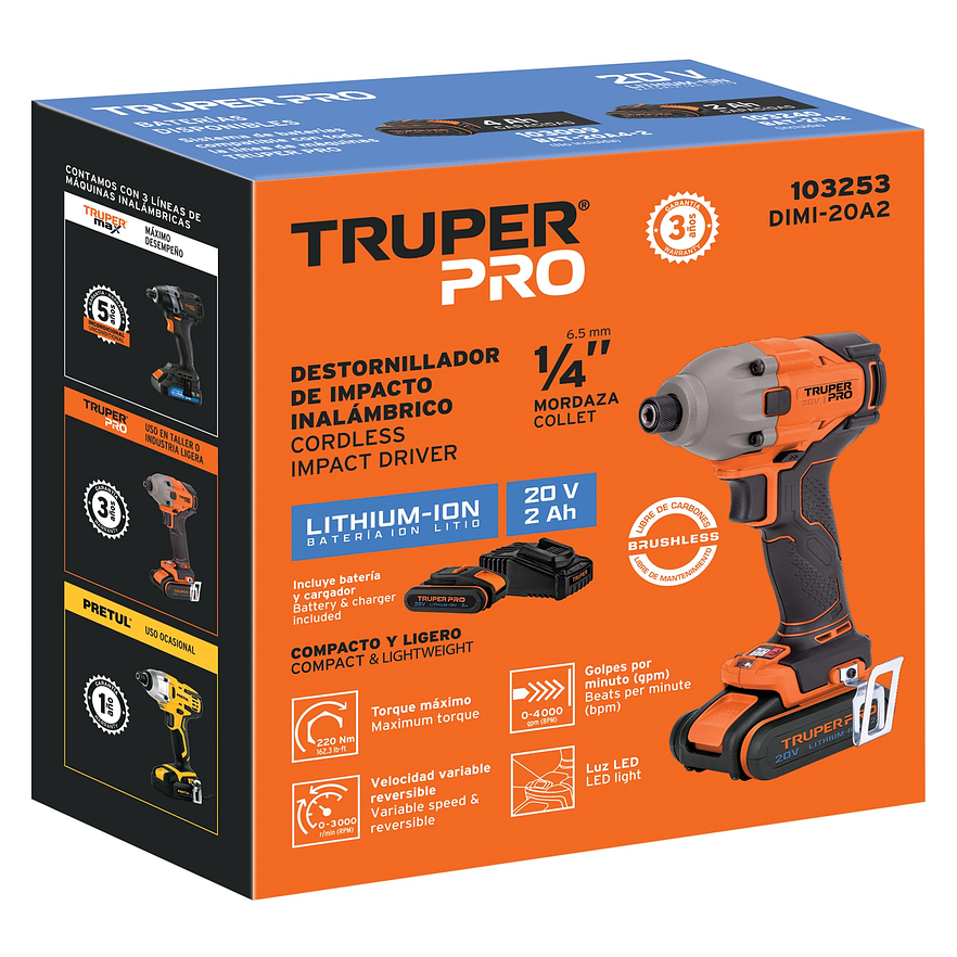 Destornillador de Impacto Truper 103253, 1/4