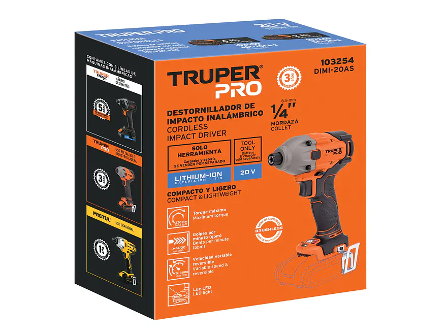 Destornillador de impacto Truper 103254, 1/4