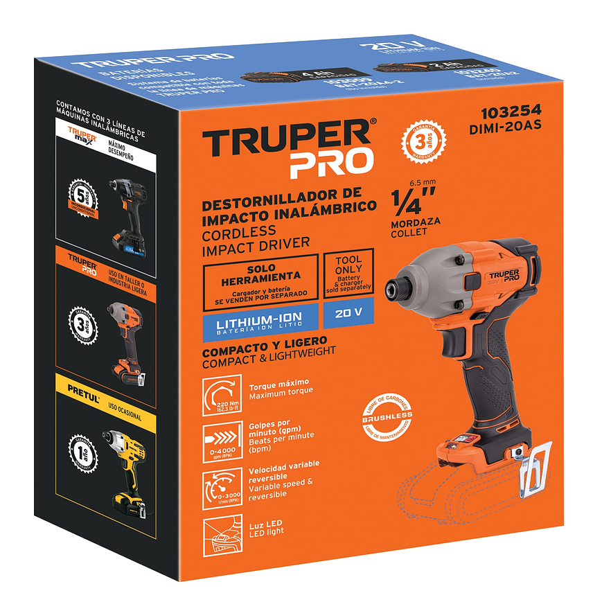 Destornillador de impacto Truper 103254, 1/4