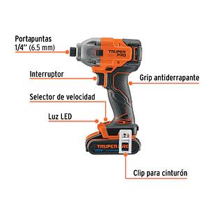 Combo rotomartillo destornillador impacto Truper 103392, 20V, 