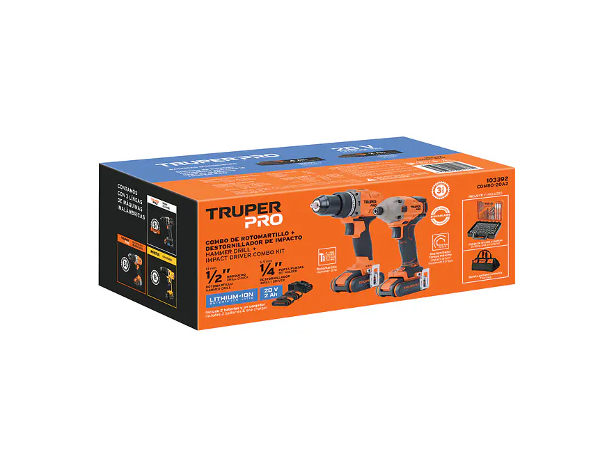 Combo rotomartillo destornillador impacto Truper 103392, 20V,  - Foto 4 | aztools.co