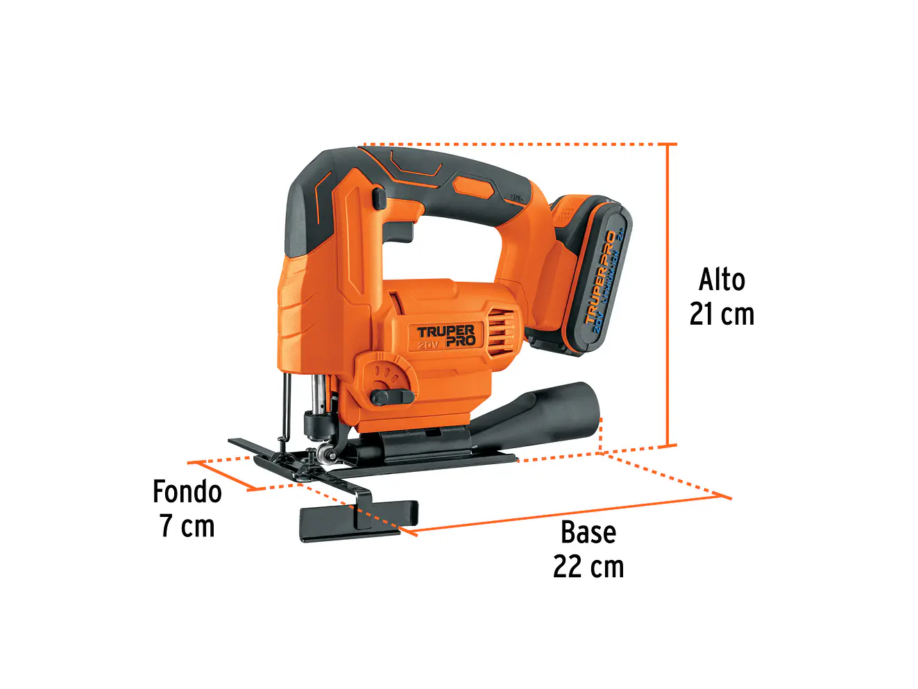 Sierra caladora inalambrica Truper 102859, 20V, 1 batería 2Ah, profesional - Foto 3 | aztools.co