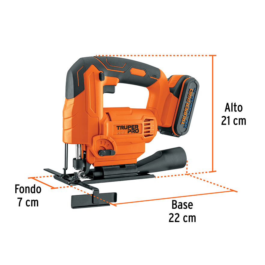 Sierra caladora inalambrica Truper 102859, 20V, 1 batería 2Ah, profesional 3