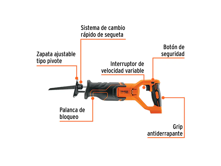 Sierra ReciTrupercante Truper 103259, 20V, Sin Accesorios - Foto 2 | aztools.co