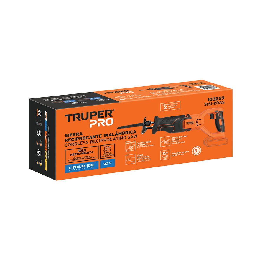 Sierra ReciTrupercante Truper 103259, 20V, Sin Accesorios 3