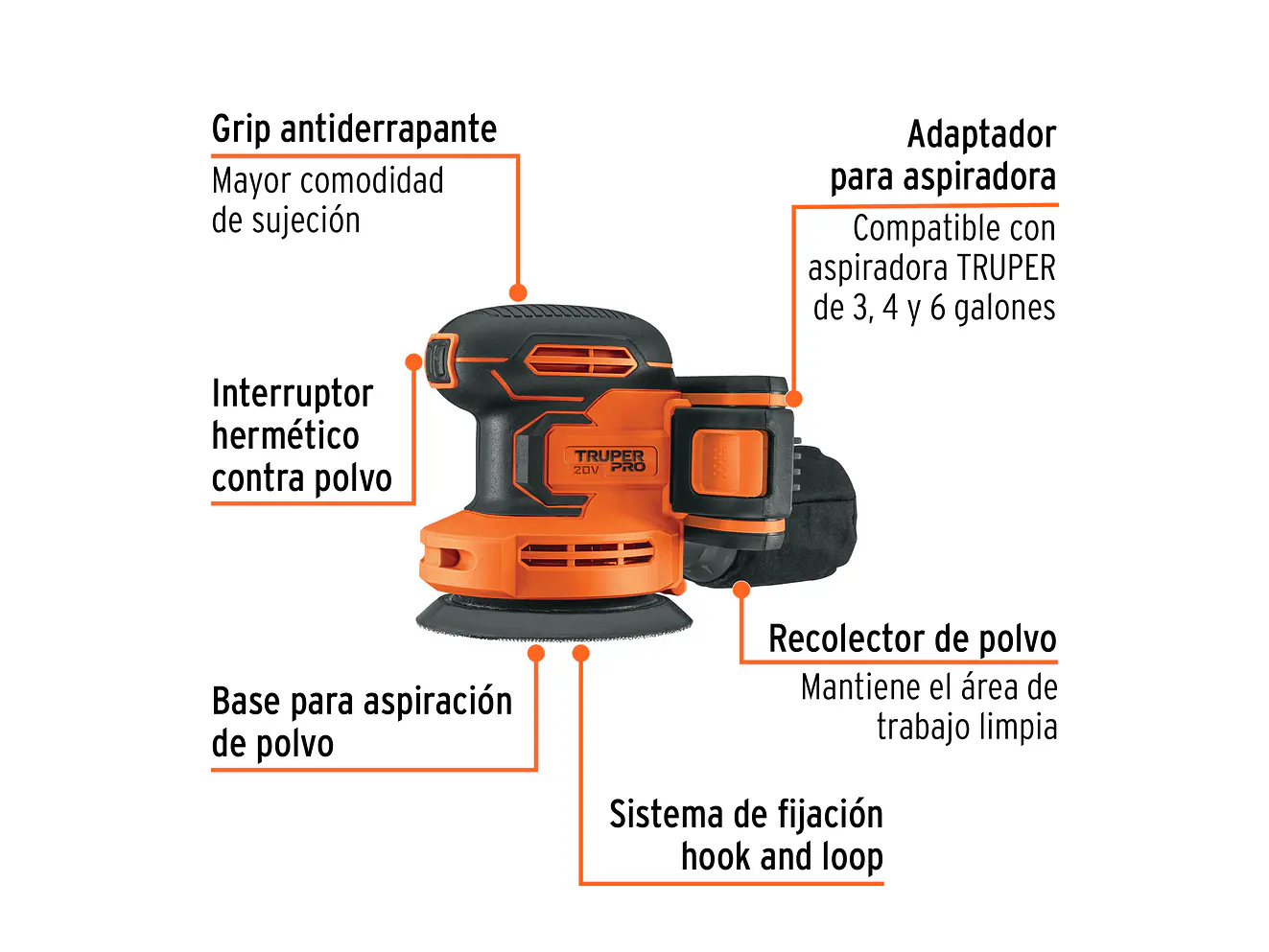 Lijadora roto-orbital Truper 102863, 5