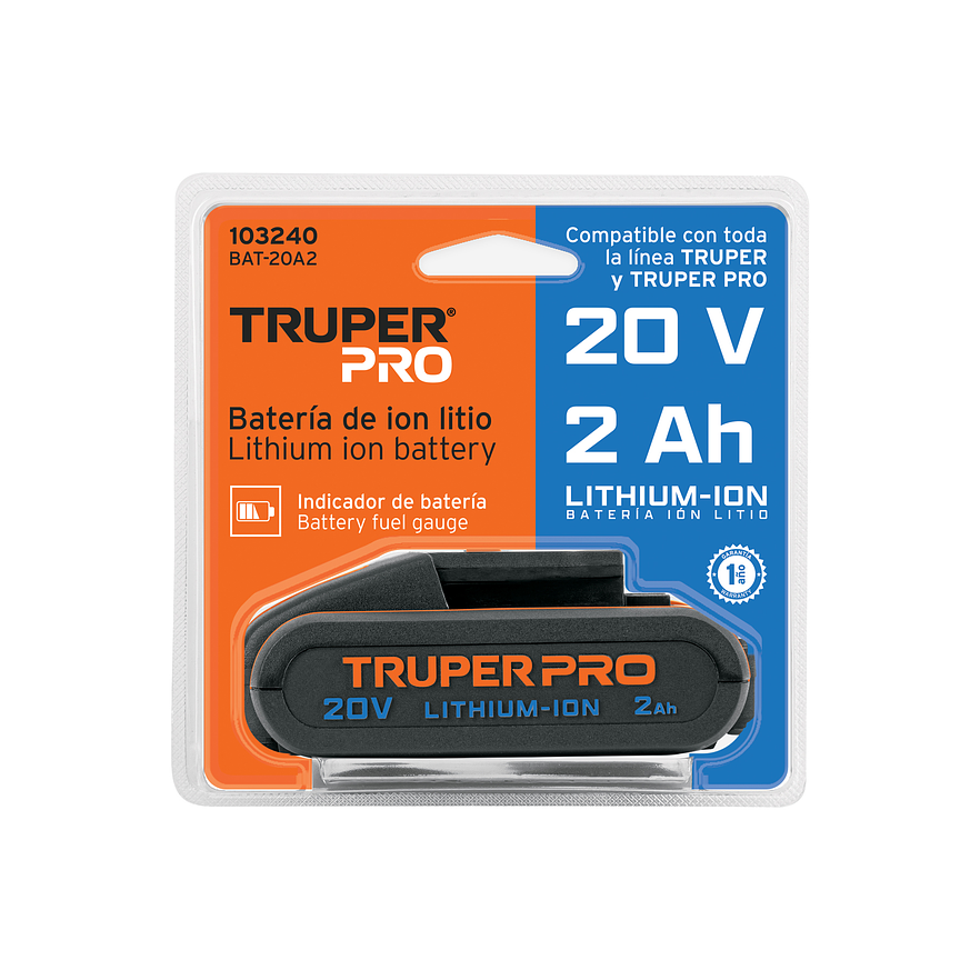 Batería de Ion Litio Truper 103240, 20 V, 2 Ah 3