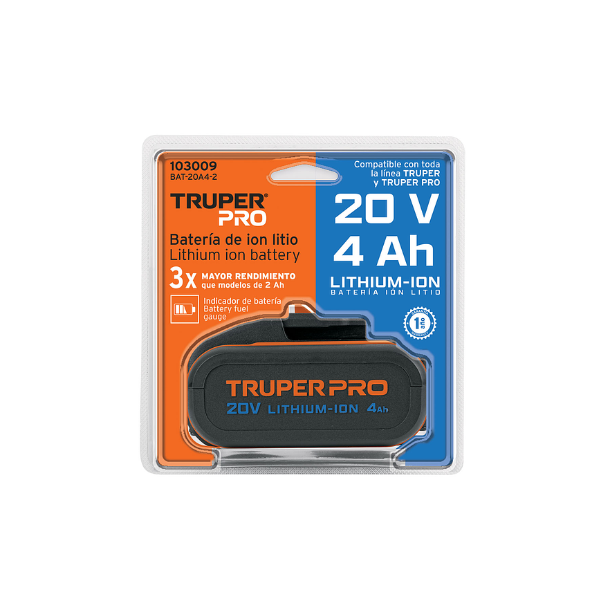 Batería ion litio Truper 103009, 20V, 4 Ah 3
