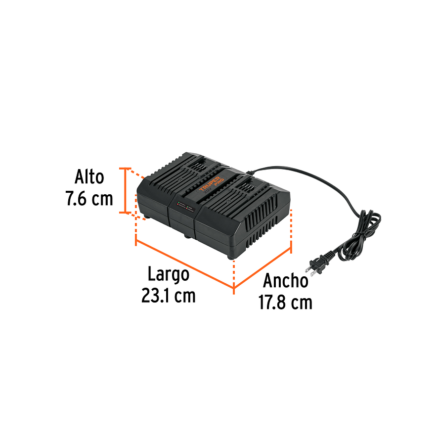 Cargador dual de baterías de ion litio Truper 103241, 20V,  3