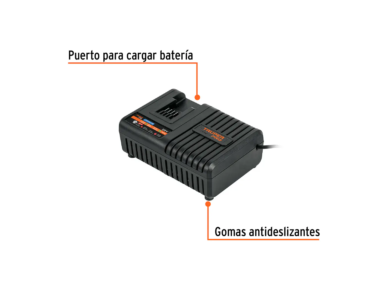 Cargador rápido de baterías de ion litio Truper 103242, 20V - Foto 2 | aztools.co