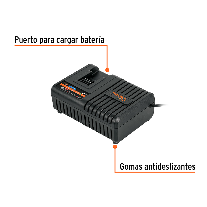 Cargador rápido de baterías de ion litio Truper 103242, 20V 2