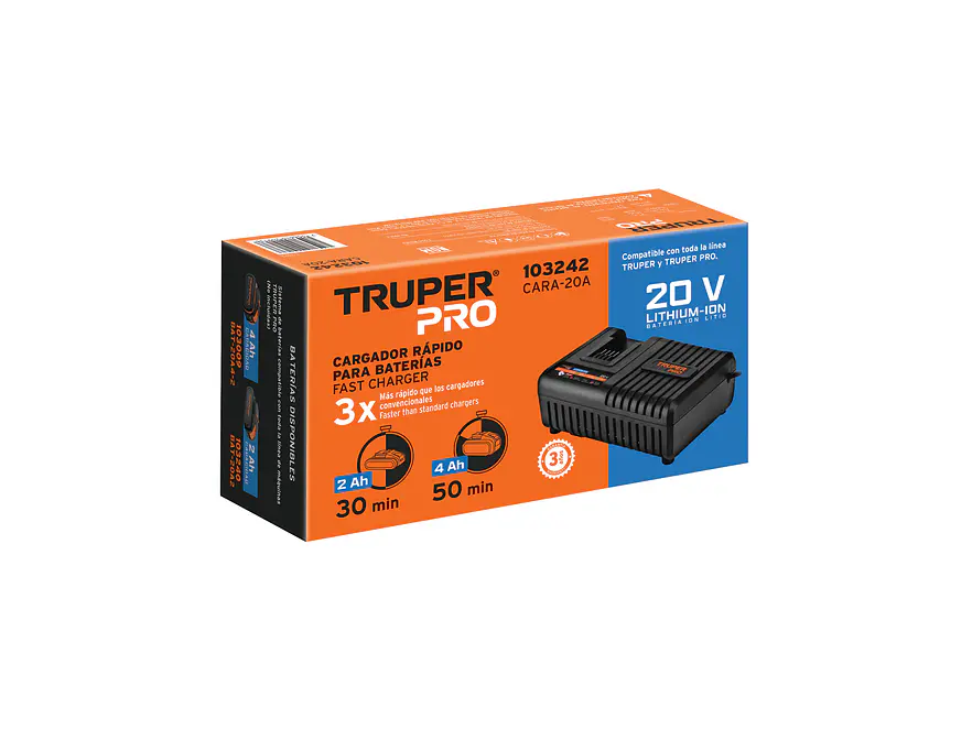 Cargador rápido de baterías de ion litio Truper 103242, 20V - Foto 5 | aztools.co