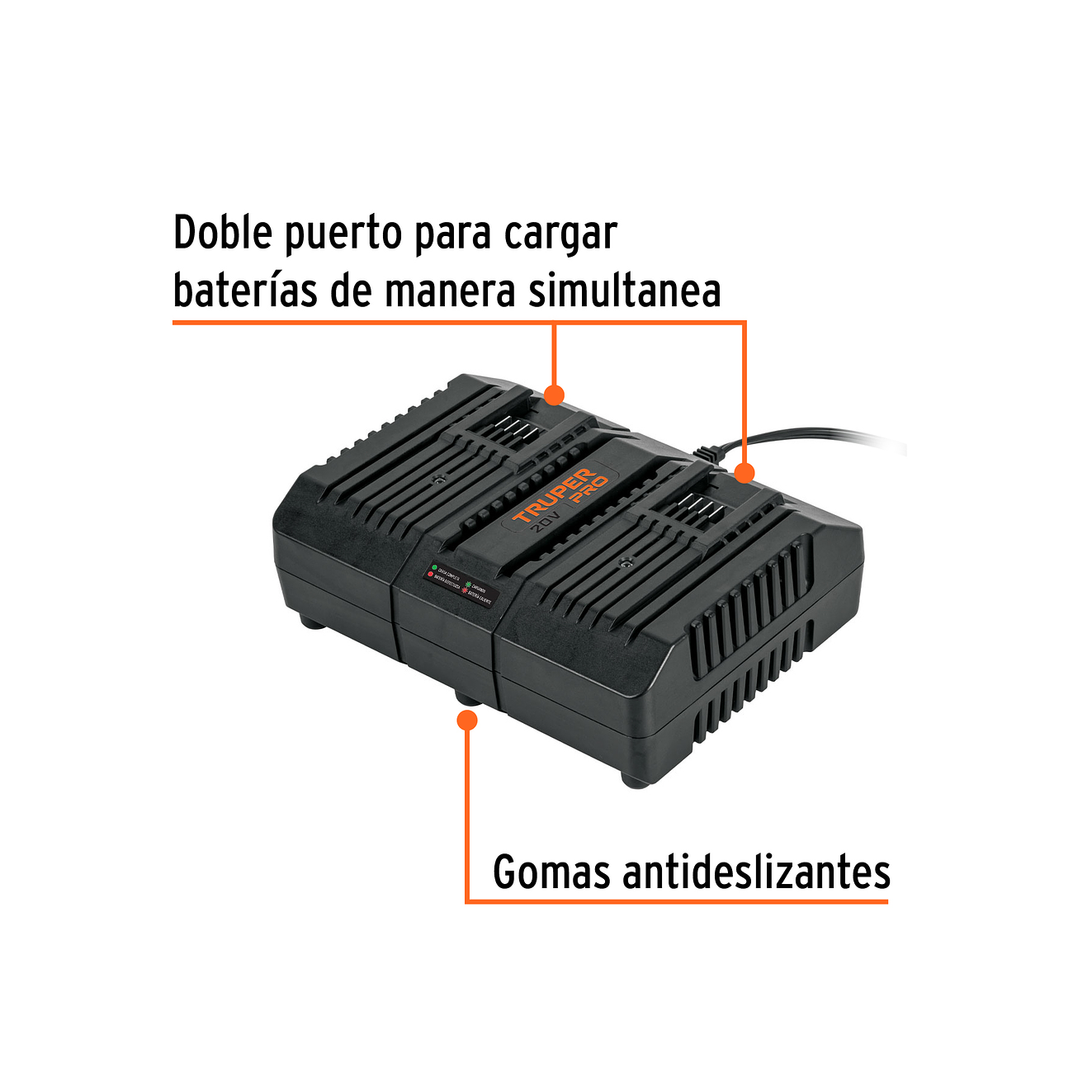 Combo Cargador Dual Truper 103377, 20 V, con 2 Baterías de 2 Ah 2