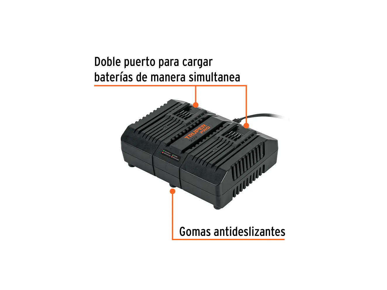 Combo Cargador Dual Truper 103377, 20 V, con 2 Baterías de 2 Ah - Foto 2 | aztools.co